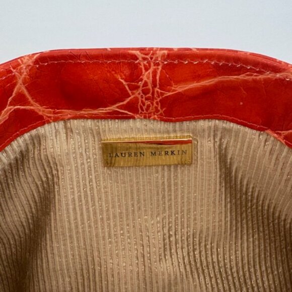 Lauren Merkin Orange Leather Clutch - Picture 3 of 5